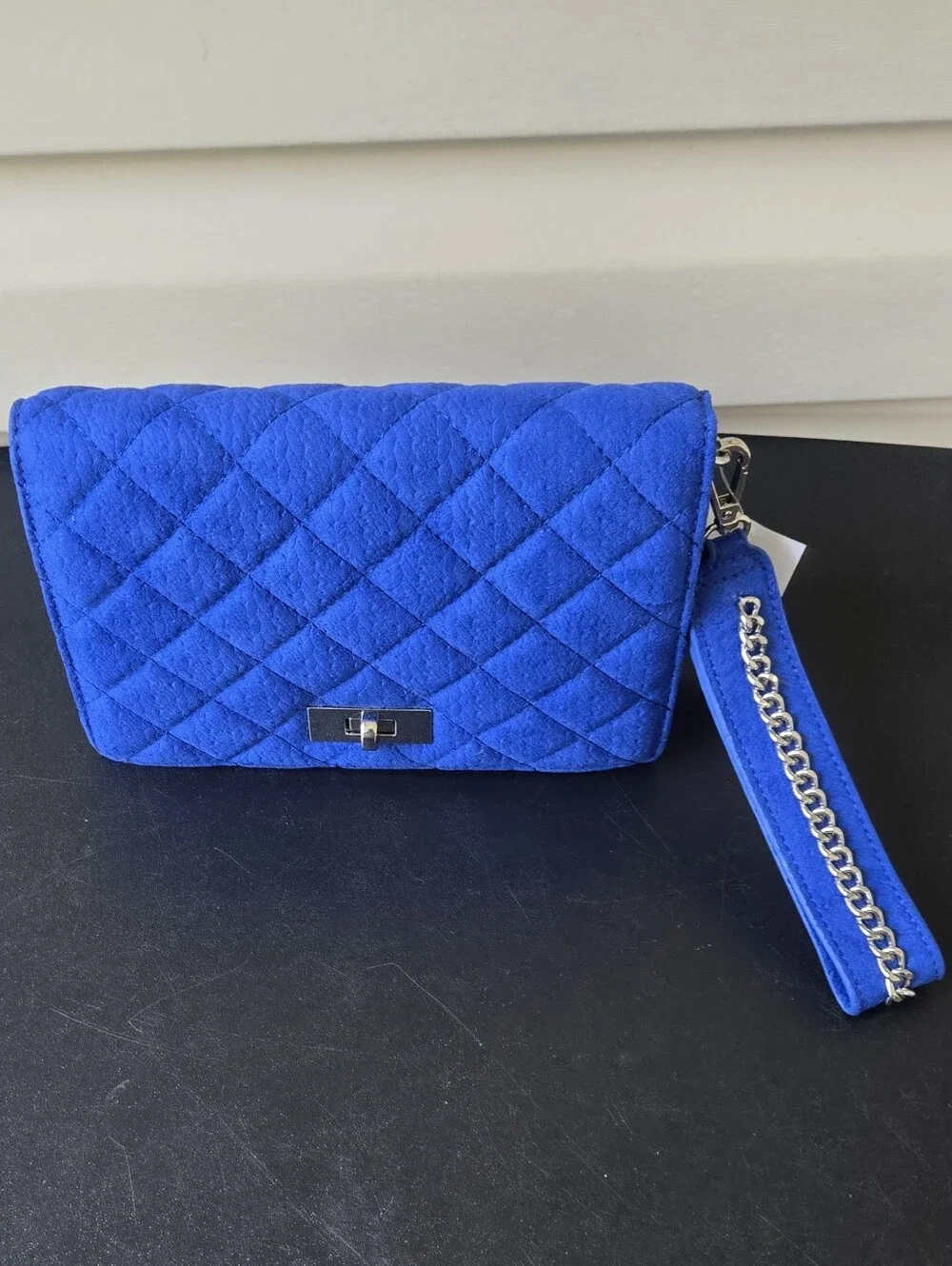 Cato Quilted Royal Blue Wristlet Clutch with Chain Strap